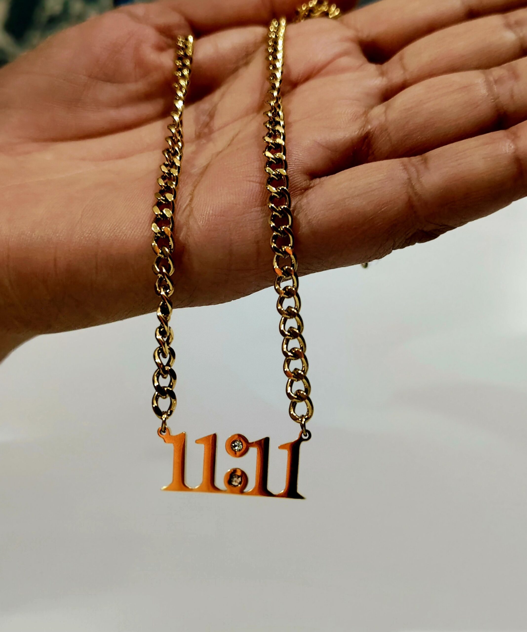 11:11 Manifestation 18K Gold-Plated Pendant With Heavy Chain - Image 2