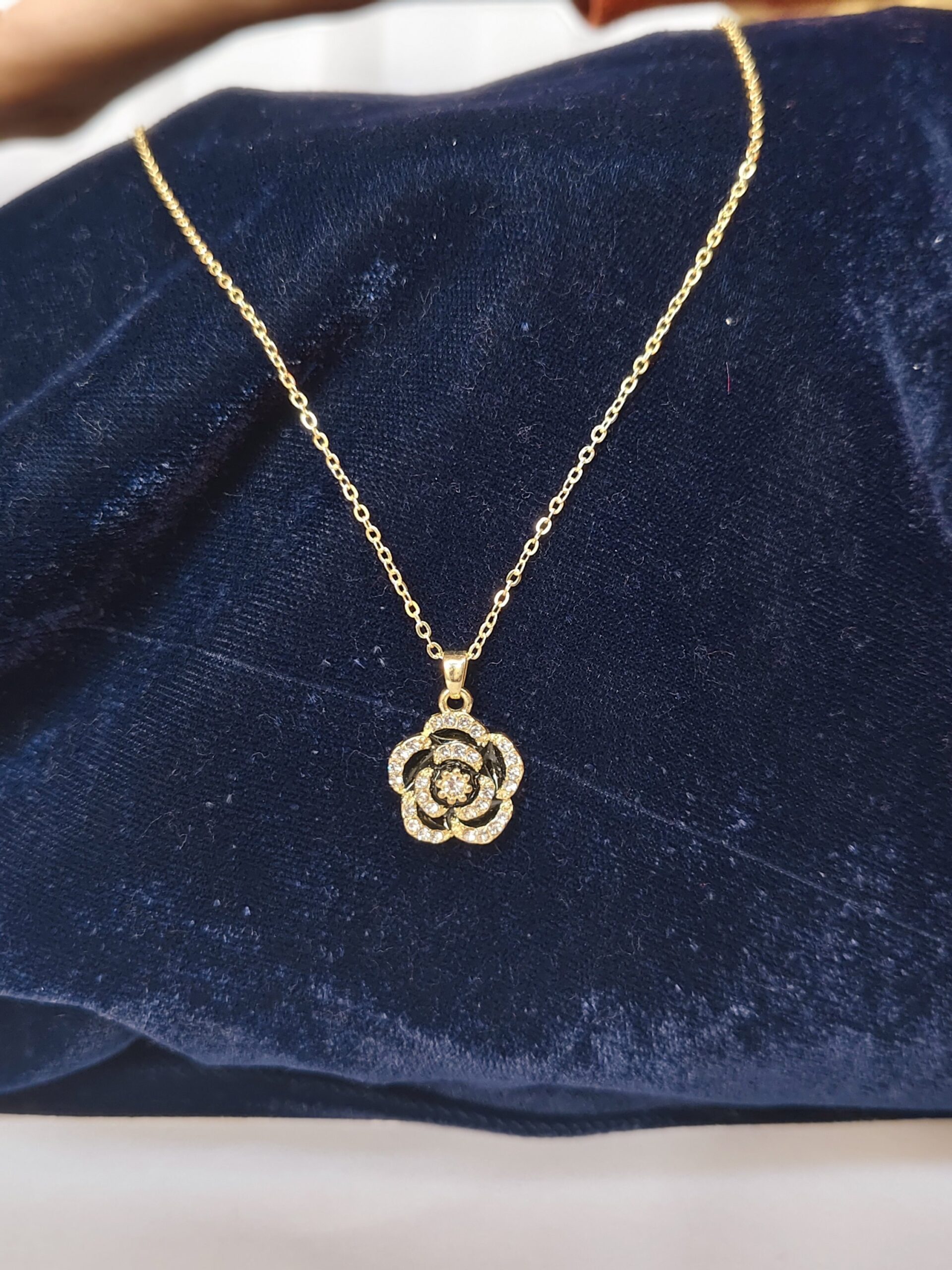 Floral Pentagon 18K Gold-Plated Pendant - Image 3