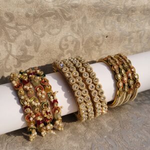 Trinity Glow 3-Piece Indian Bangle Combo – 18K Gold Plated