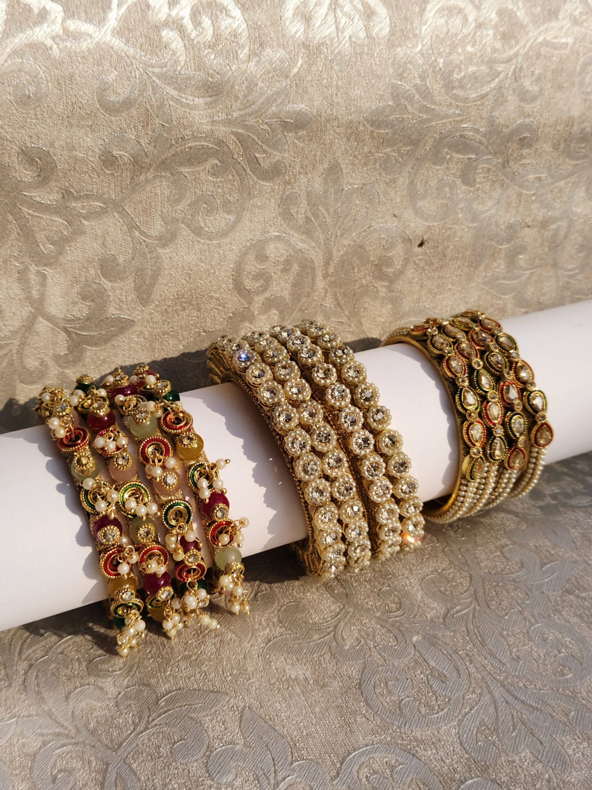 Trinity Glow 3-Piece Indian Bangle Combo – 18K Gold Plated