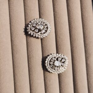 Midnight Spark Gunmetal American Diamond Stud Ring