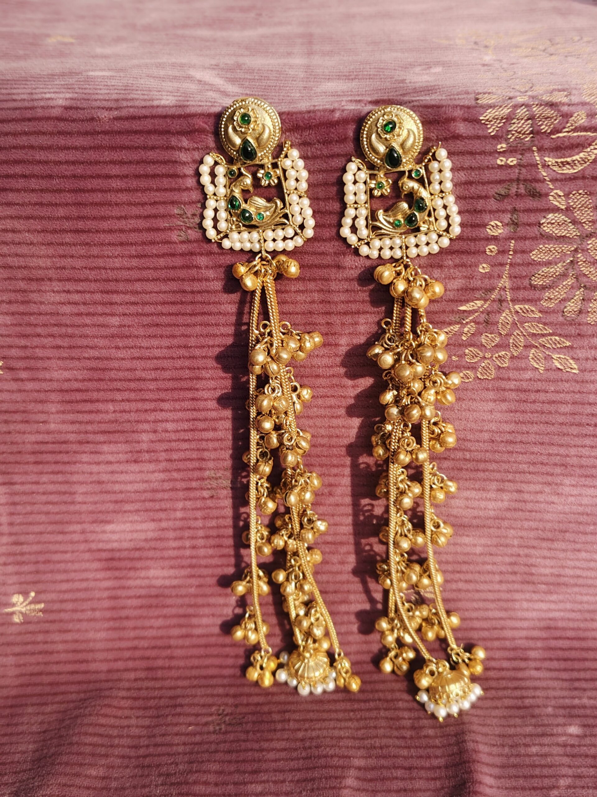 Noor-e-Kashmir Pachi Kundan Jhumkas - Image 3