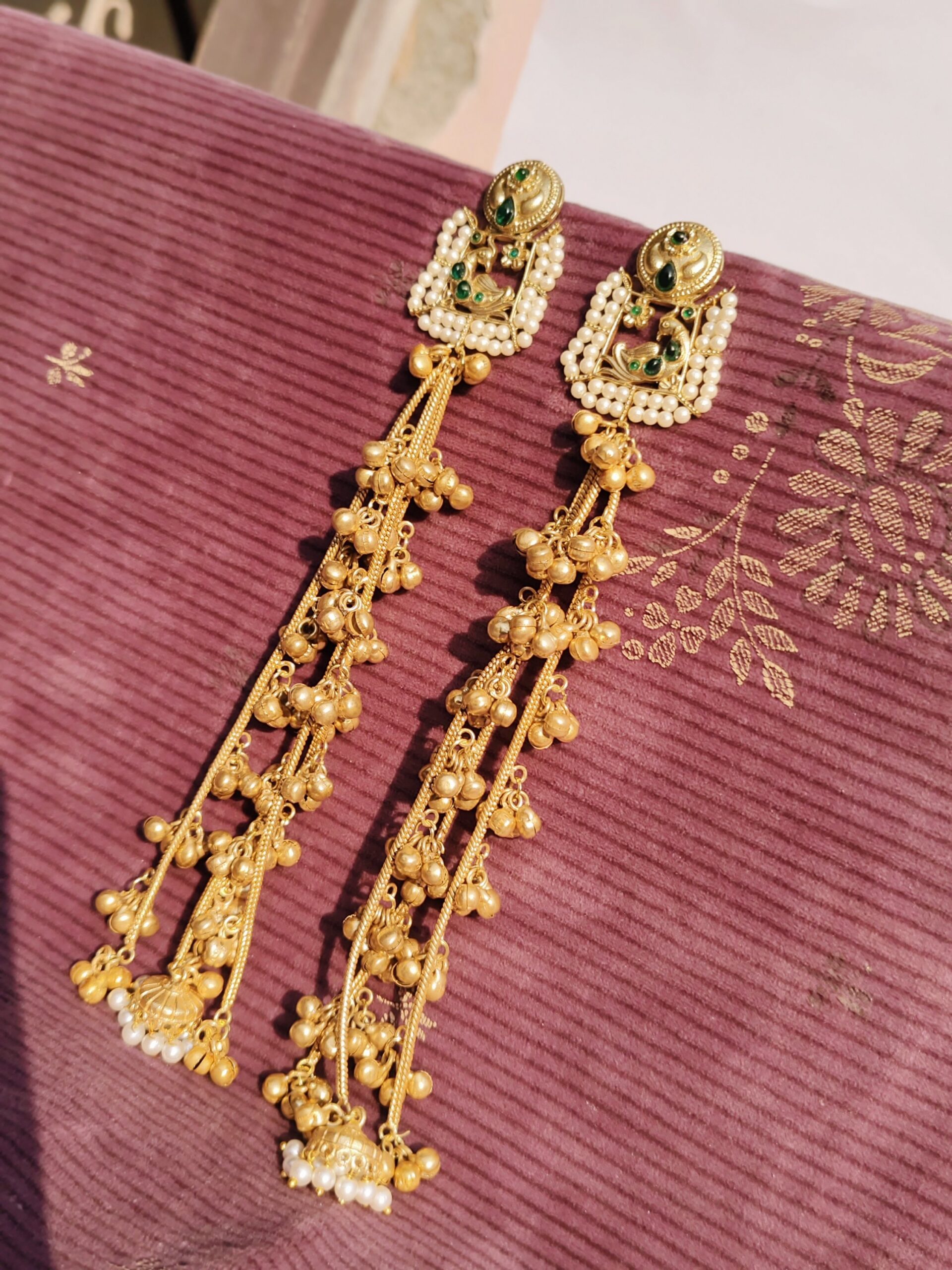 Noor-e-Kashmir Pachi Kundan Jhumkas - Image 2
