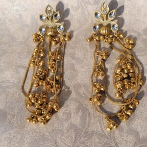 Royal Kashmiri Ghungru Pachi Kundan & Mona Lisa Stone Earrings