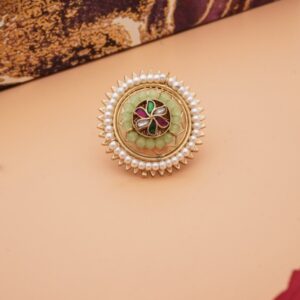 Royal Meenakari Kundan Work Adjustable Ring