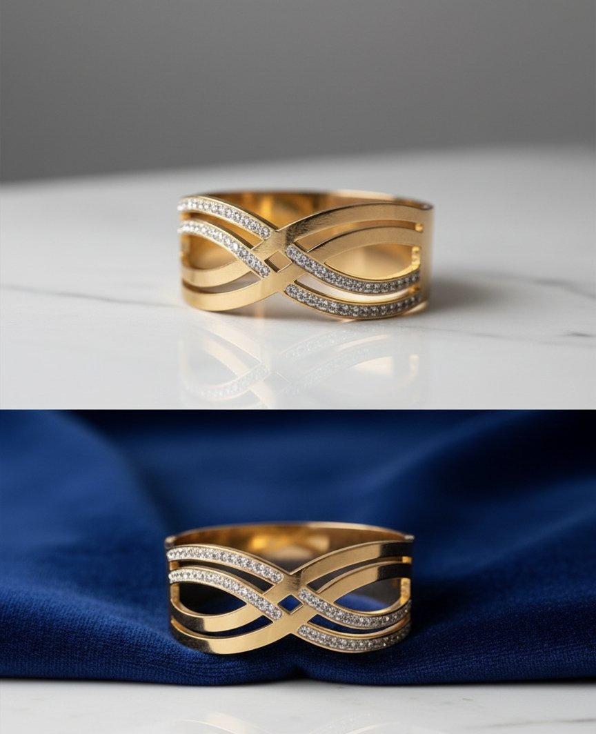 Studded Golden Cuff Bracelet - Image 3